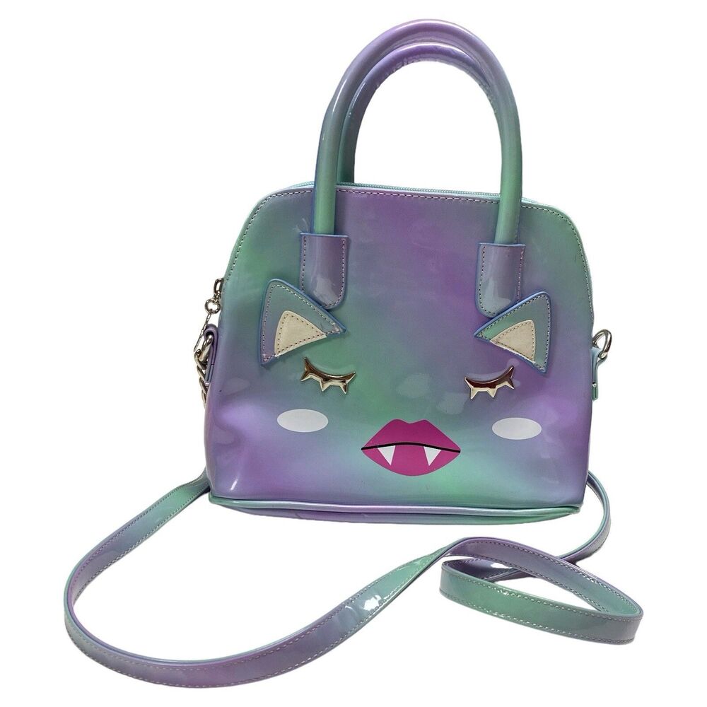 Betsey Johnson LBHARLEY Patent Crossbody Purple & Teal Vampire Purse